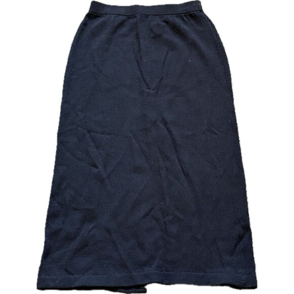 St John Basics Collection Black Santana Knit Maxi Skirt Sz 2 Pull On Back Slit - Picture 1 of 3